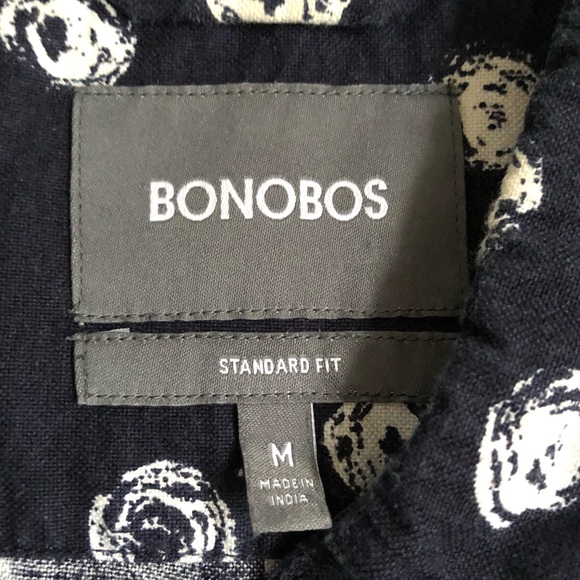 Bonobos Navy Blue / White Dot Standard Fit Button Down Shirt Size Medium - Picture 4 of 10